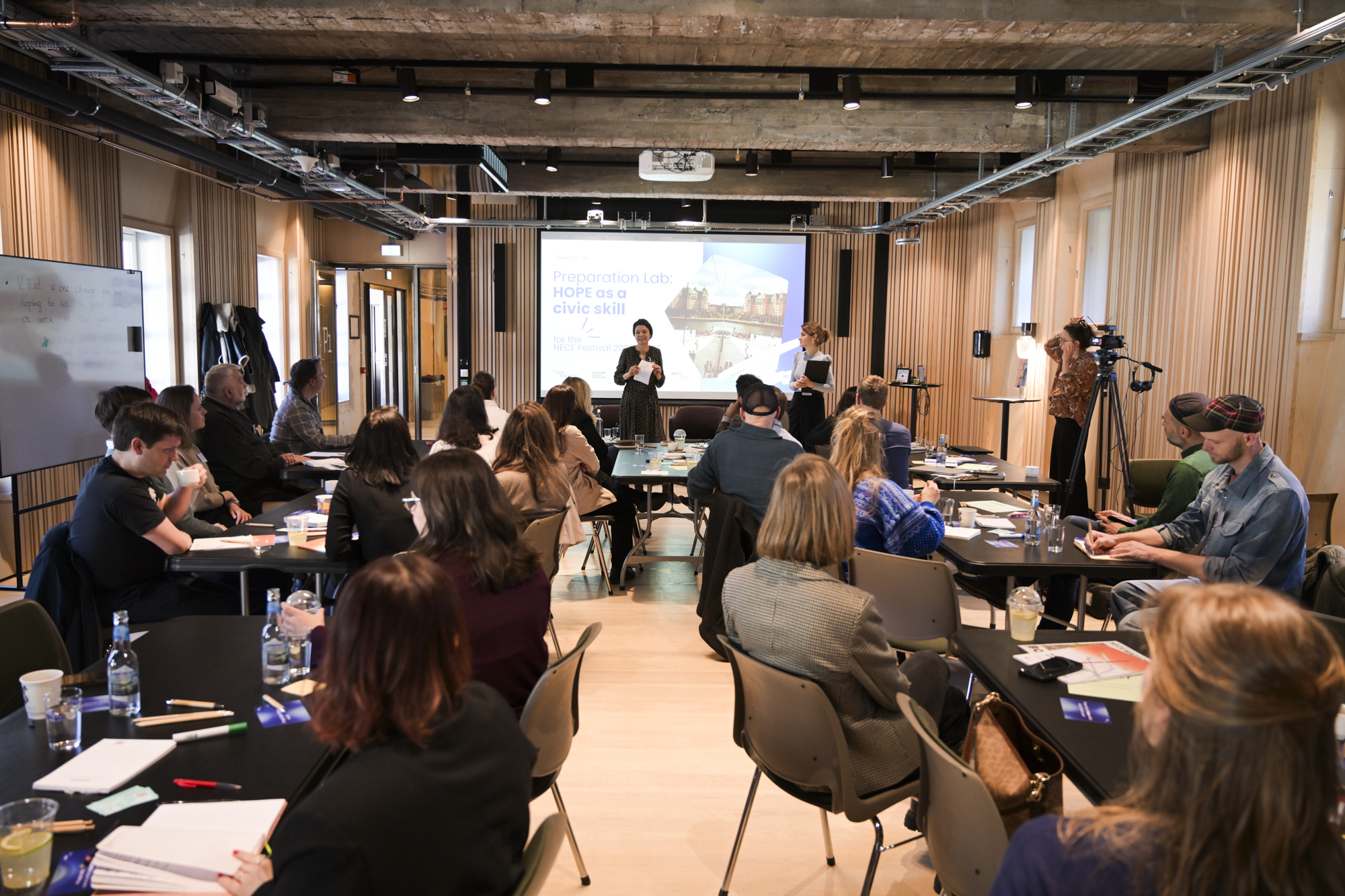 THE CIVICS Innovation Hub giving a presentation during the NECE prep lab in Oslo.