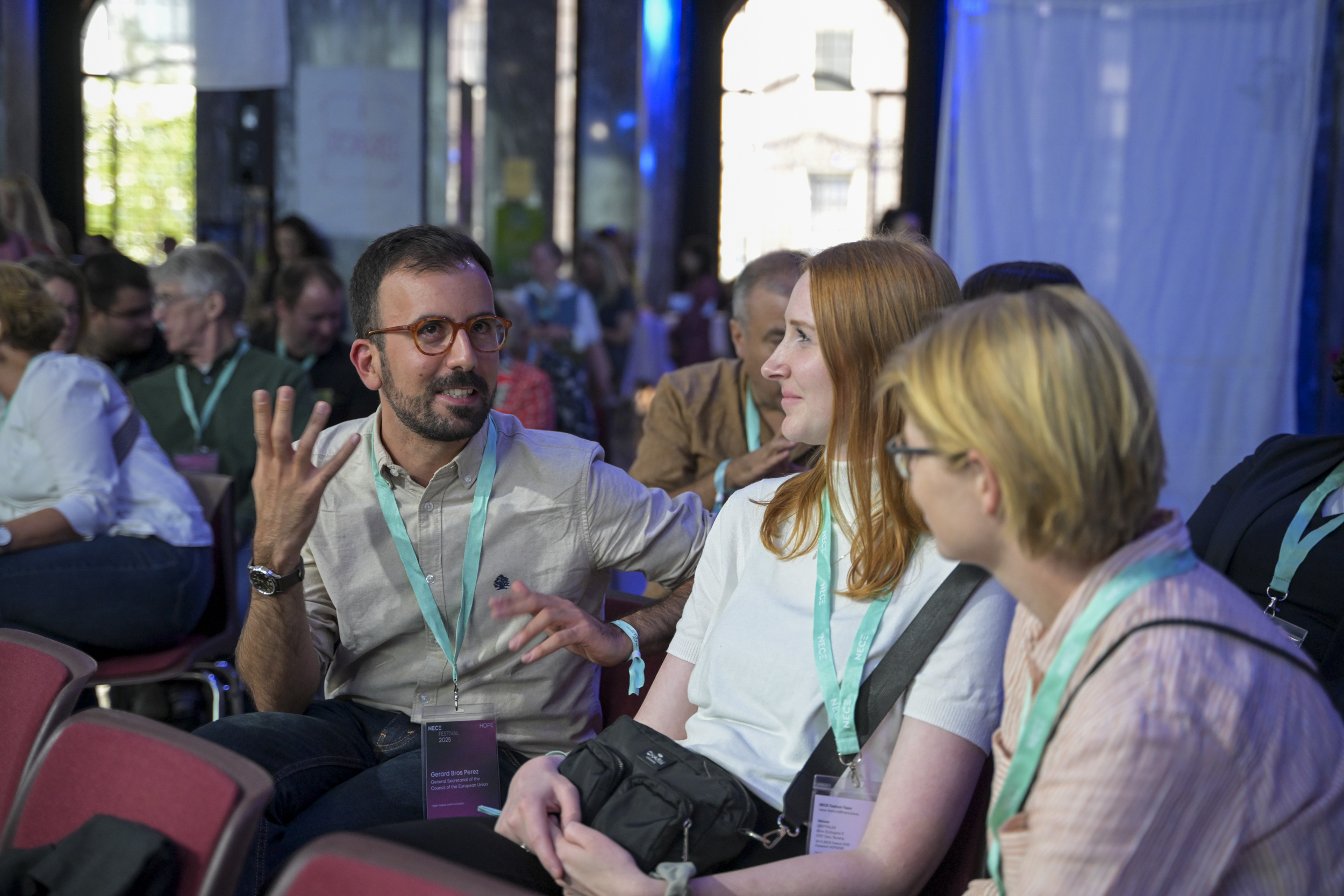 © THE CIVICS Innovation Hub / Werner Anderson Participants in the NECE Festival engaging in a conversation