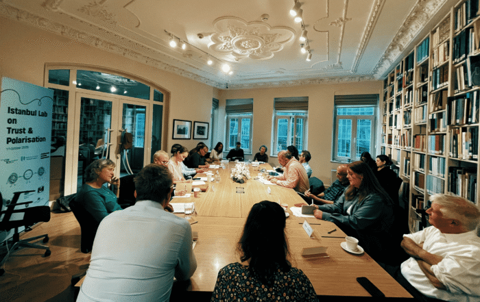 Participants in the NECE Lab having a round-table discussion on trust and polarisation