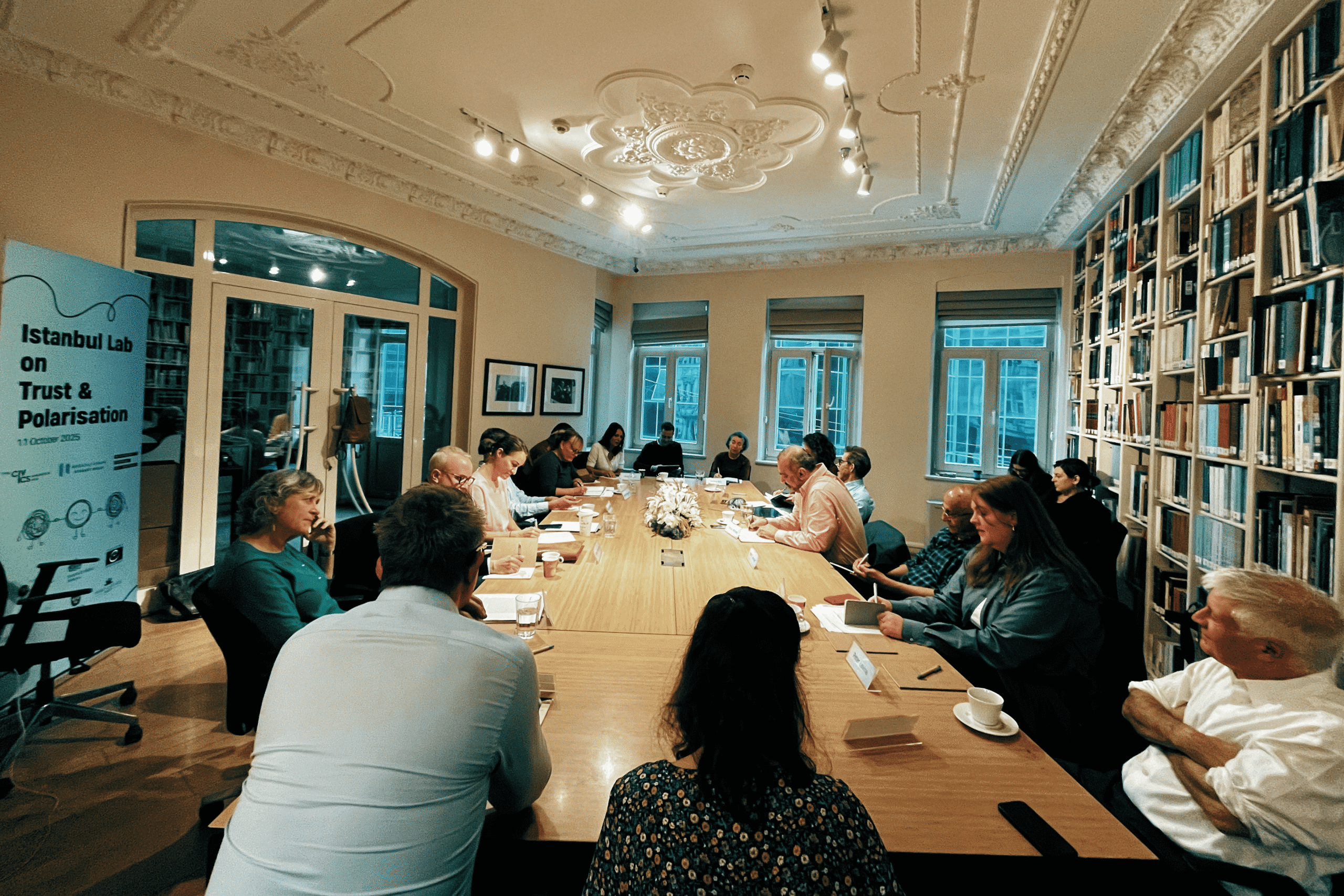 Participants in the NECE Lab having a round-table discussion on trust and polarisation